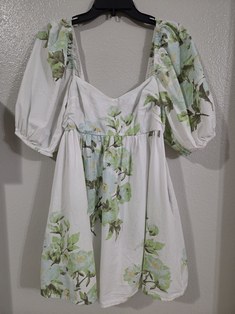 Free People Peony Babydoll Dress White Floral Puff-Sleeve Women’s